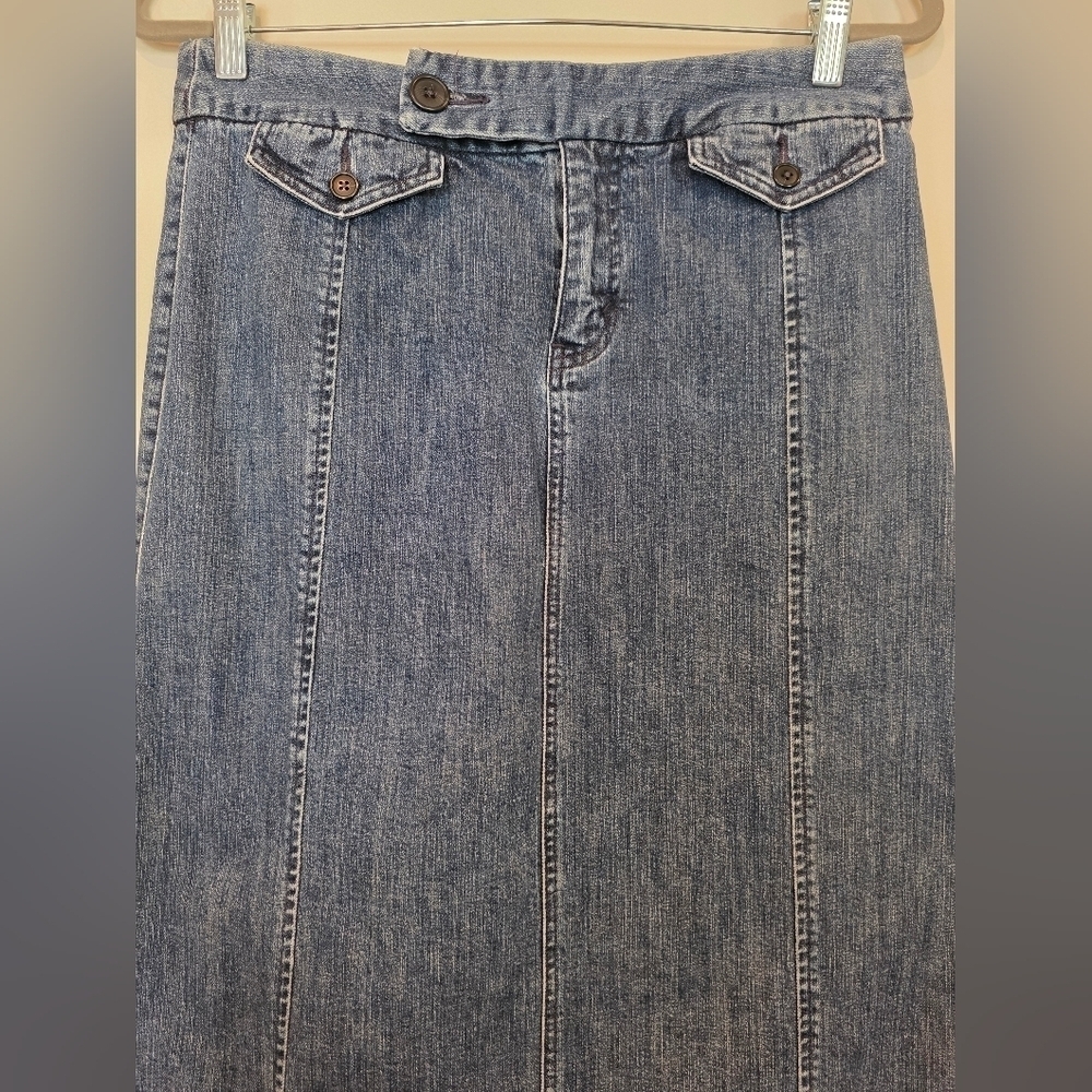 Eddie Bauer Size 10 Vintage Blue Denim Maxi Jean Skirt Gorpcore Country Farmcore - Picture 3 of 7